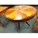 A reproduction specimen wood style centre table with four frieze drawers on four curvilinear legs