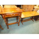 A rectangular top coffee table and a modern mahogany side table with frieze drawer