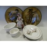 Decorative and collectable ceramics, table wares and works of art to three trays.