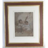 John Hayter (1800-1891) Study of Two Children Playing, signed lower right,