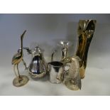 A large quantity of electroplated wares and other metal wares to include flatware, serving dishes,