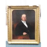 British School, late 19th century A portrait of a gentleman, half length seated wearing black,