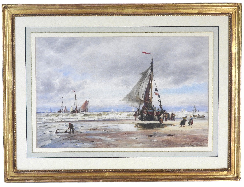 Thomas Bush Hardy (1842-1897) Low tide, Katwijk, signed,