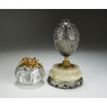 A white metal surprise Easter egg, by Robert Glover, 1986, limited edition 44/100,