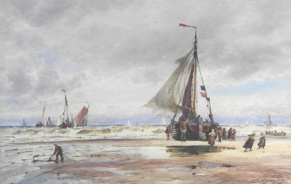 Thomas Bush Hardy (1842-1897) Low tide, Katwijk, signed, - Image 3 of 3