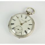 A Gentleman's late 19th century silver cased fusee open face pocket watch, London 1880,