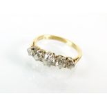 A five stone graduated diamond ring,