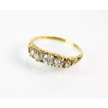 A five stone graduated diamond ring,