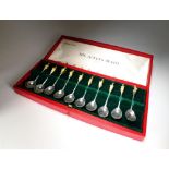 A cased set of ten commemorative silver and gilt spoons 'The Queen's Beasts',