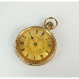A Lady's 9ct gold open face fob watch, Birmingham 1898,