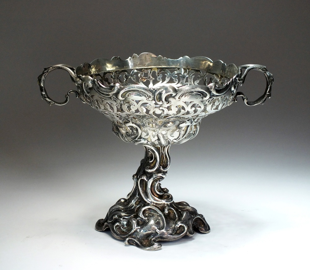 A Victorian silver pedestal bon bon dish, Charles Thomas Fox & George Fox, London 1851,