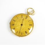 A Lady's mid 19th century yellow metal and polychrome enamel fob watch, stamped '18k',