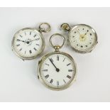 A Lady's silver cased open face fob watch, circa 1900,