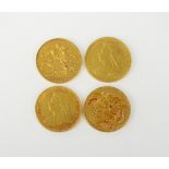 Four Victoria old head sovereigns,