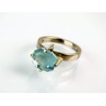 An 18ct white gold single stone aquamarine ring,