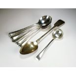 A matched set of six Hanoverian pattern silver soup spoons, Sheffield,