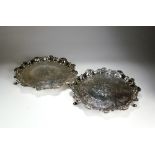 A pair of George II silver salvers, Dorothy Sarbitt, London 1754,