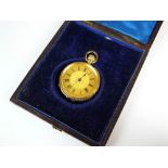 A Lady's continental decorative fob watch, stamped '18k',