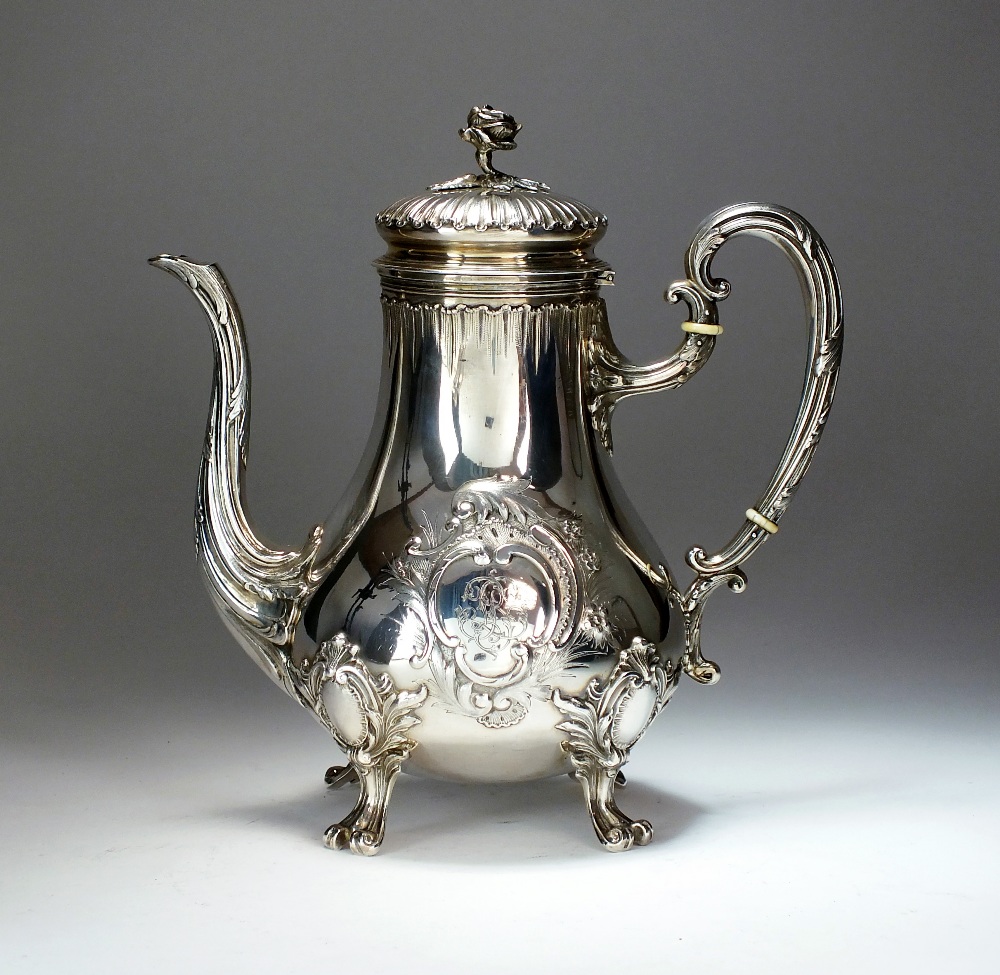 A late 19th century French silver coffee pot, Fray Fils, Paris 1875-1891,