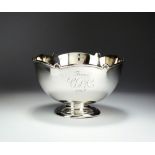 A silver pedestal monteith style bowl, makers mark rubbed, London 1914,