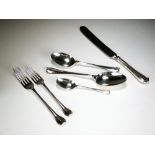 A set of silver flatware, George Edward & Sons, Sheffield 1913, comprising; twelve tablespoons,