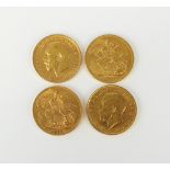 Four George V sovereigns, dated 1911,