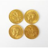 Four George V sovereigns, dated 1913,