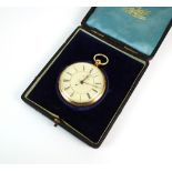 A Gentleman's late 19th century 18ct gold open face chronograph pocket watch, Chester 1872,