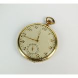 A gold plated open face dress watch,