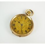 A Lady's continental fob watch, stamped '14c',
