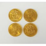 Four Elizabeth II sovereigns,