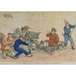 A collection of British satitical cartoons and maps to include an etching after George Cruickshank