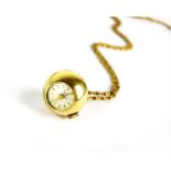 A Lady's Bucherer circular pendant watch, the white dial with batons, 17 jewels, manual wind,