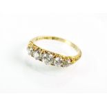 A five stone graduated diamond ring,