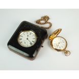 A Lady's American Waltham fob watch, the white enamel dial with black Roman numerals,