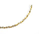 A 9ct yellow gold cross and bar link necklace, with lobster claw fastening, 42cm long, weight 16.