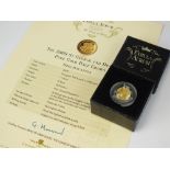 The 2009 St George and Dragon pure gold proof half crown, limited edition of 9999, diameter 11mm,
