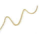 A 9ct gold curb link chain necklace, with bolt ring clasp, converted from albert, weight 18.