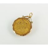 An Edward VII half sovereign, within pendant mount, dated 1905, total weight 4.