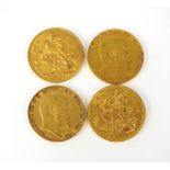 Four Edward VII sovereigns, dated 1903, 1904,