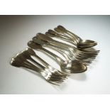 A matched collection of French silver Fiddle and Thread pattern flatware,