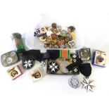 A collection of commemorative coinage, various other coinage, enamelled fobs, a 9ct gold fob,