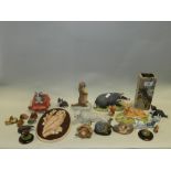 Assorted decorative models of animals to include: an Aynsley model of a grey seal,