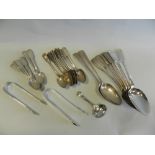 A collection of various silver spoons to include a pair of English pattern table spoons,
