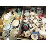 Two boxes of decorative ceramics to include: a selection of Japan pattern tea ware,