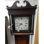 A George III oak and mahogany crossbanded 30 hour cottage longcase clock with white enamel dial and