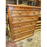 A Victorian mahogany chest of two short and three long graduated drawers on plinth base, 112cm wide,