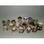 A small quantity of primarily miniature Royal Doulton character jugs