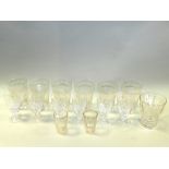 A set of six inter-war period cut glass tumblers and other glass ware