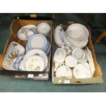 Two boxes of dinner wares including Doulton and Regency bone china